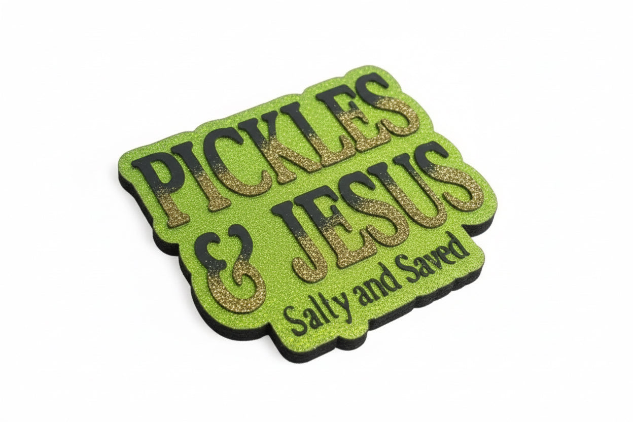 Salty And Saved Pickles And Jesus Freshie Angled