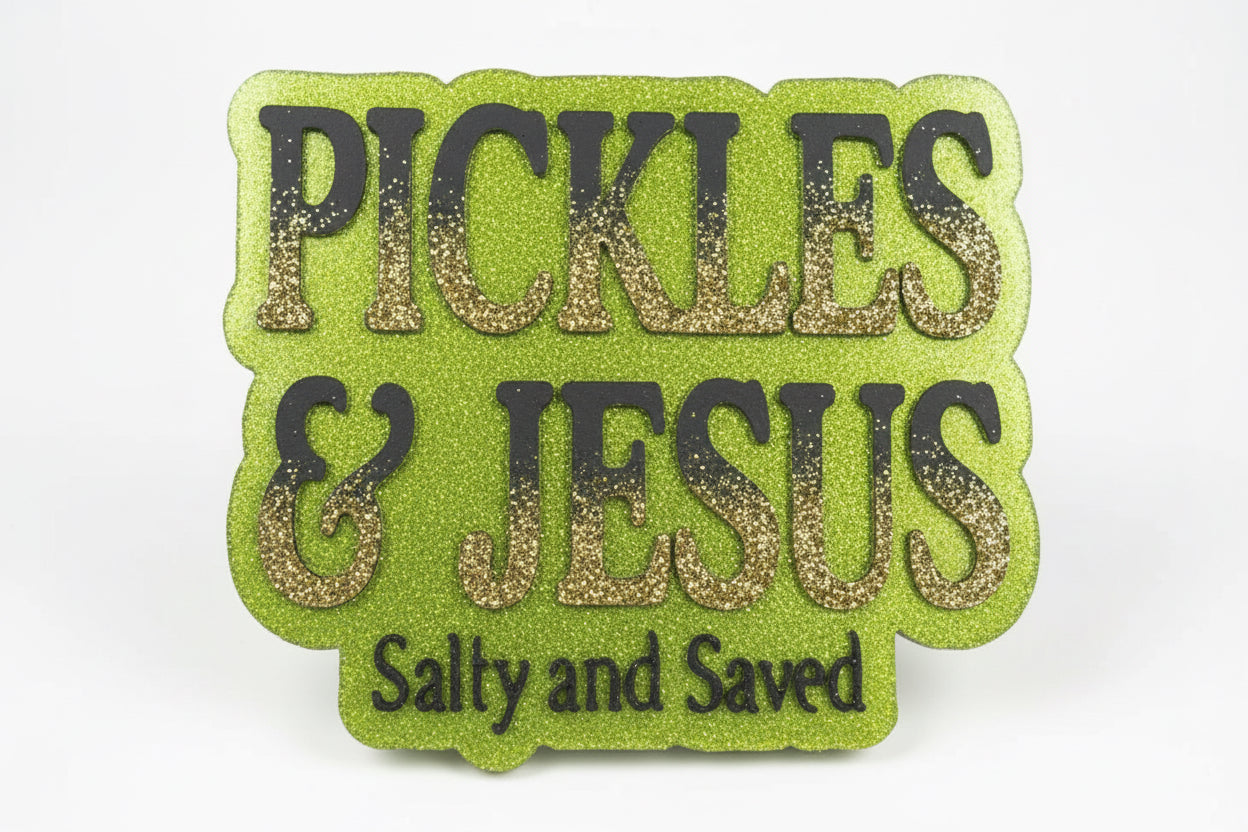 Pickles and Jesus Salty And Saved Green Car Air Freshener